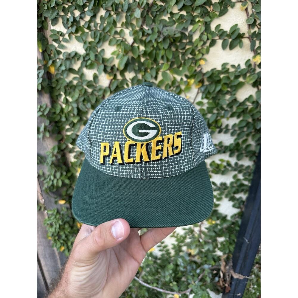 Vintage Logo Athletic Green Bay Packers Plaid Strapback Hat